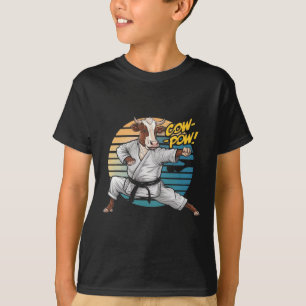 T-shirt Cool Funny Arts Martiaux Vache Pow La Vache Karate