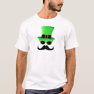 T-shirt Cool Funny St. Patrick's Day Mustache Top chapeau 