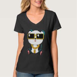 T-shirt Cool Gangsta Panda Bear Bling Bling Musique Hip ho