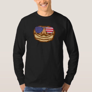 T-shirt Cool Gecko Portant un drapeau américain Lunettes d