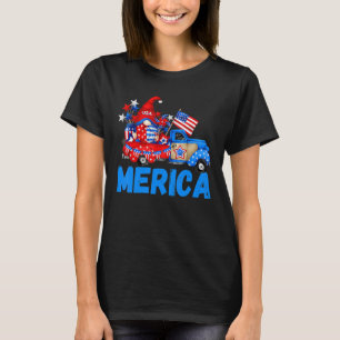 T-shirt Cool Gnome Patriotic Truck Drapeau Américain 4e De
