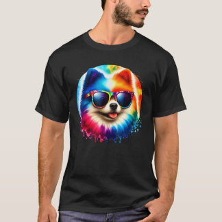 T-shirt Cool Graphic Tie Dye Sunglasses Pomeranian Dog Ill