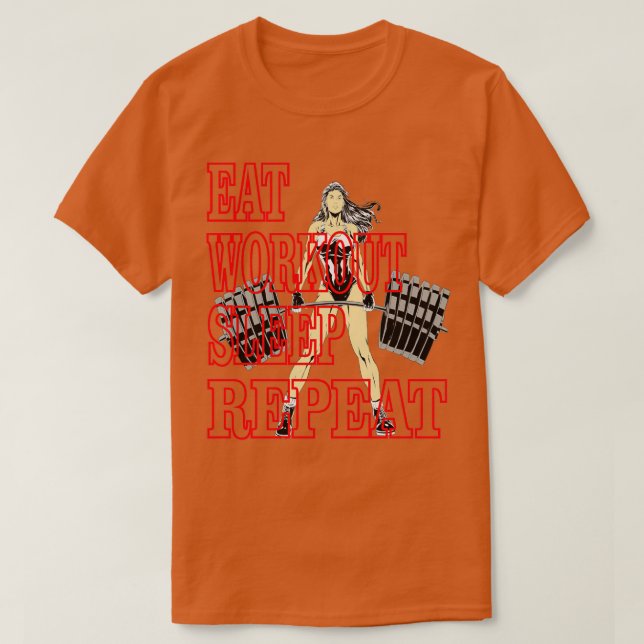 T-shirt Cool Graphisme Femme Manger Sleep Entraînement Rép (Design devant)