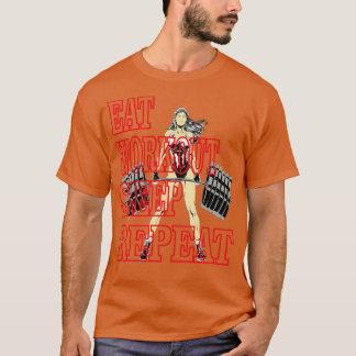 T-shirt Cool Graphisme Femme Manger Sleep Entraînement Rép