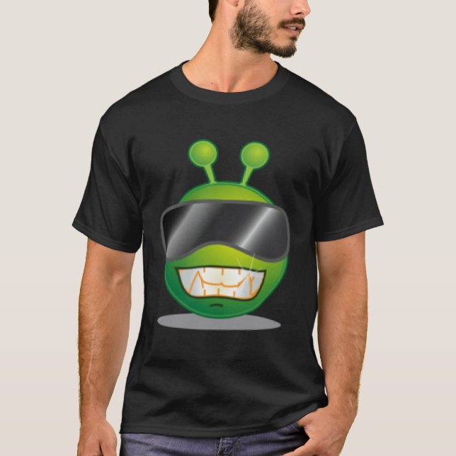 T-shirt Cool Green Alien Stuntin with Glasses (Devant)