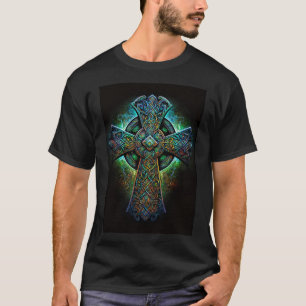 T-shirt Cool Green Irish et Scottish Celtic Cross Design