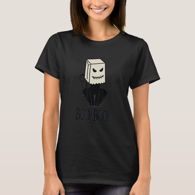 T-shirt Cool Halloween Meow Boo Boo Cat Illustration Graph (Devant)