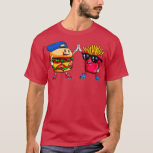 T-shirt Cool High Five Hamburger Fries Friends Funny Combo