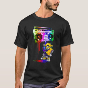 T-shirt Cool Hip Hop Cute Music Skull Boombox Funny