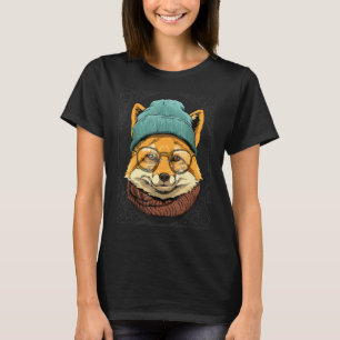 T-shirt Cool Hipster Fox Wild Animal Wearing Glasses