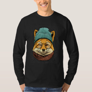 T-shirt Cool Hipster Fox Wild Animal Wearing Glasses