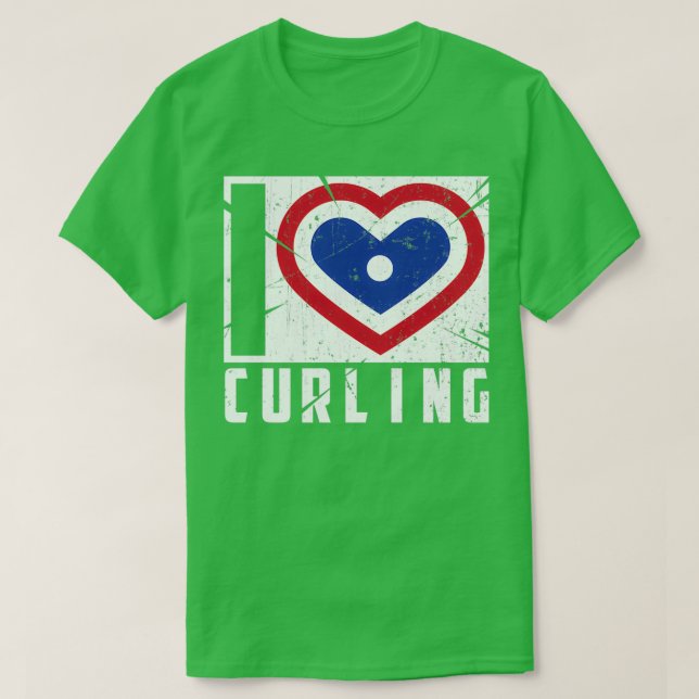 T-shirt Cool I Love Curling Design Joli Cadeau D'Hiver Pou (Design devant)