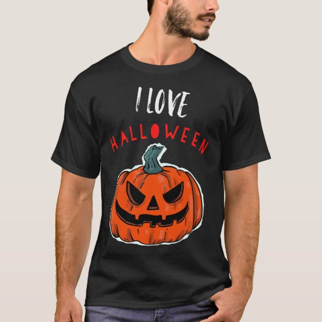 T-shirt Cool I Love Halloween Jack O Lantern  1 (Devant)