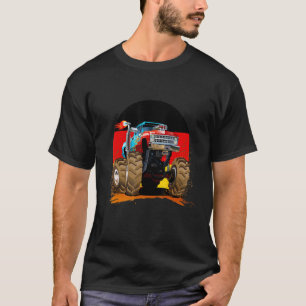 T-shirt Cool Illustration Monster Mud Camion Avec Fl Allem