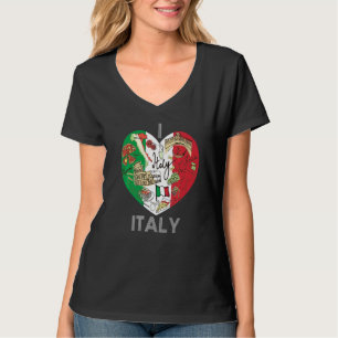 T-shirt Cool Italien Drapeau Carte Coeur Italie Graphique 