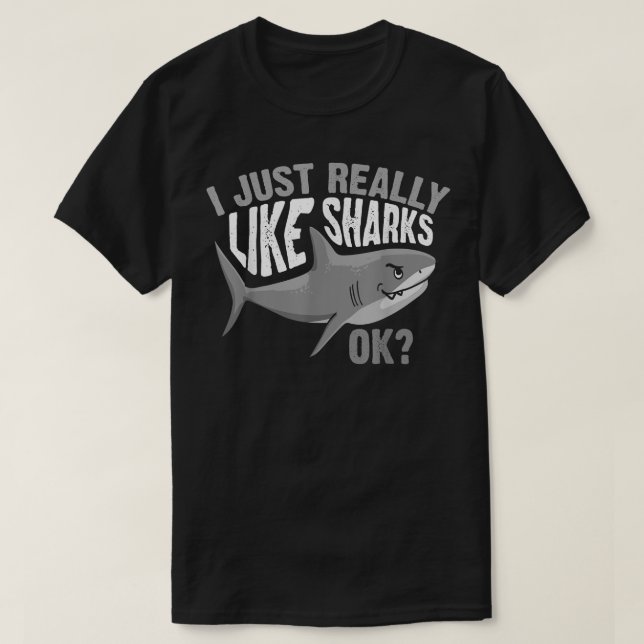 T-shirt Cool J'Aime Vraiment Les Requins, Ok Fête Semaine  (Design devant)