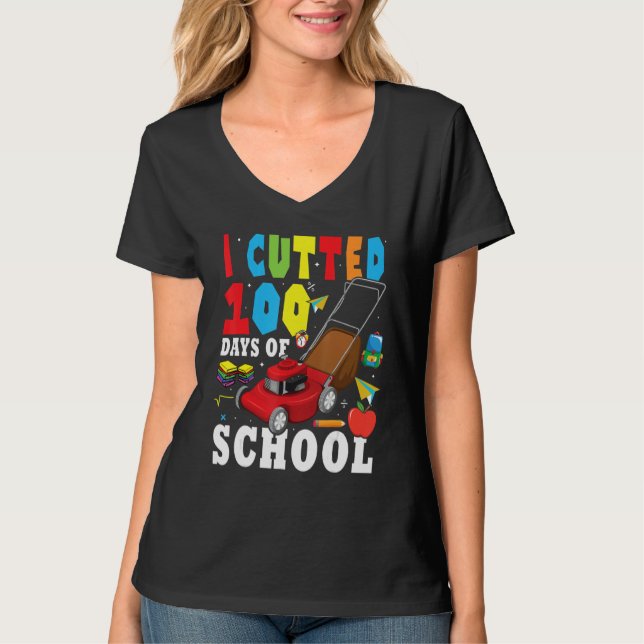 T-shirt Cool Lawn Mower Apparel 100th Day Of School Teache (Devant)