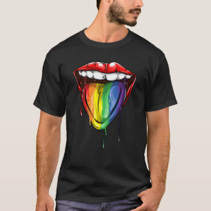 T-shirt Cool Lgbt Pride Lip Et Tongue Funky Rainbow Colo