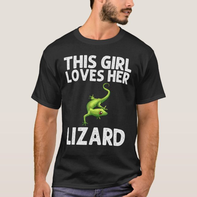 T-shirt Cool Lizard Pour Filles Enfants Gecko Green Reptil (Devant)