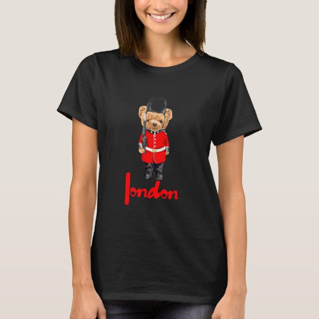 T-shirt Cool London Teddy Bear Illustration graphique Desi (Devant)