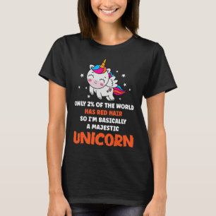 T-shirt Cool Majestic Unicorn Red Hair Imaginaire Mythique