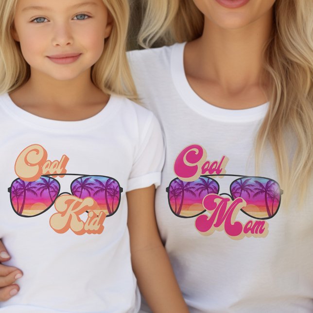 T-shirt Cool Maman Coucher de soleil brillant lunettes de  (Mommy and Me tees with sweet rainbow design .. mom and kid shirts sold separately)