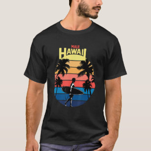 T-shirt Cool Maui Hawaii Coucher De Soleil Rétro Avec Palm