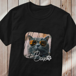 T-shirt Cool moderne de chat Grunge Nom et photo