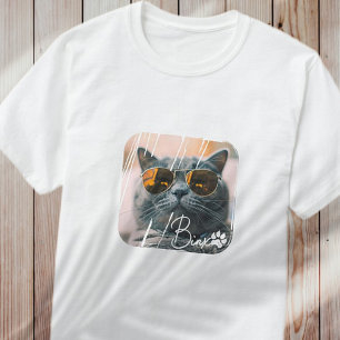 T-shirt Cool moderne de chat Grunge Nom et photo