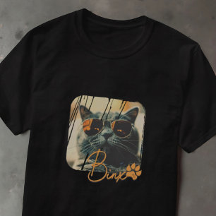 T-shirt Cool moderne de chat Grunge Nom et photo