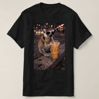 T-shirt Cool Mongoose Drinking Iced Coffee Funny Animal 