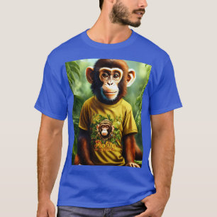 T-Shirt Cool Monkey Art pour Homme   Graphi Bleu T
