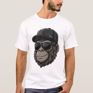 T-shirt Cool Monkey with Sunglasses and Cap Graphic Tee
