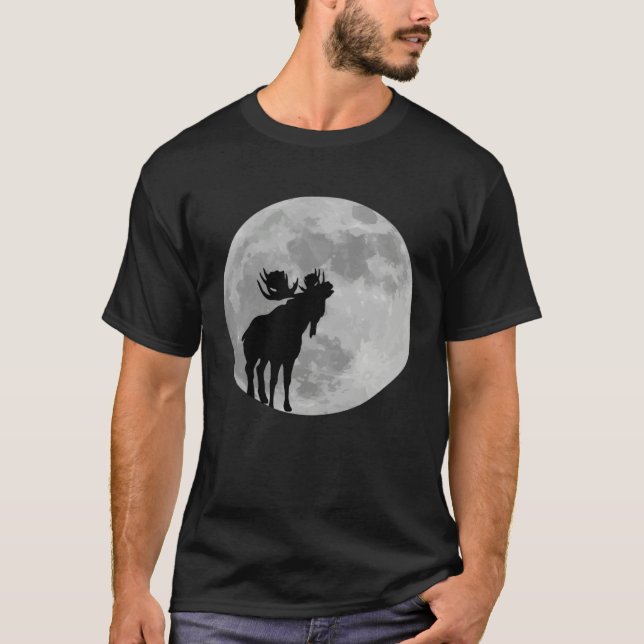 T-shirt Cool Moose  Moon    Howling Moose (Devant)