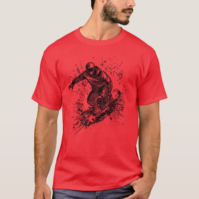 T-shirt Cool Mountain Sports Jump Style Snowboard Move ret (Devant)
