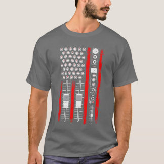 T-shirt Cool Music Producer American Flag Patriotic DJ ret