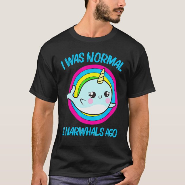 T-shirt Cool Narwhal Pour Hommes Femmes Arc En Ciel Tusk M (Devant)