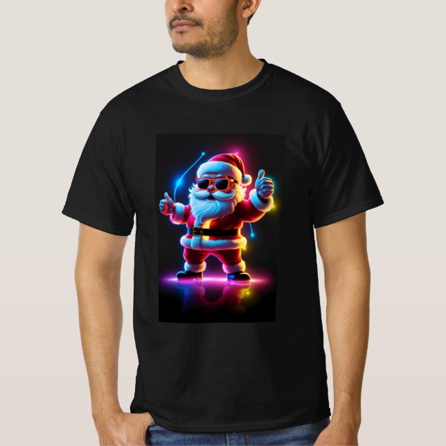 T-shirt Cool Neon Santa Claus avec lunettes de soleil - Vi (Devant)
