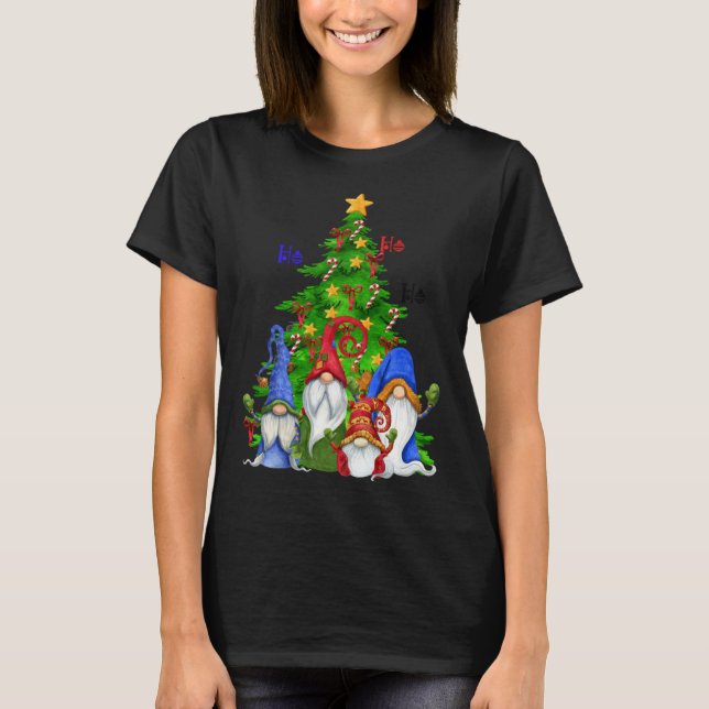 T-shirt Cool Noël Gnomes Xmas Tree Ho Ho Ho Design (Devant)