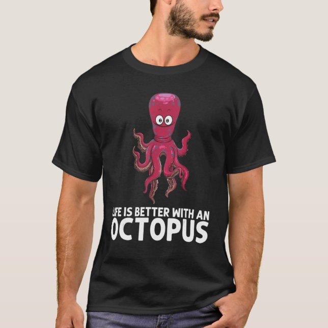 T-shirt Cool Octopus Pour Hommes Femmes Vie Maritime Océan (Devant)