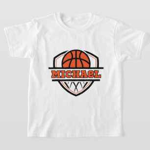 T-shirt Cool Orange Black Basketball Sports Enfants