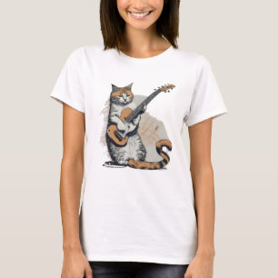 T-shirt Cool Orange Chat Jamming sur la guitare