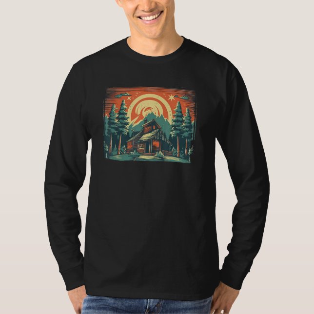 T-shirt Cool Outdoor House in Mountains for Hostel (Devant)
