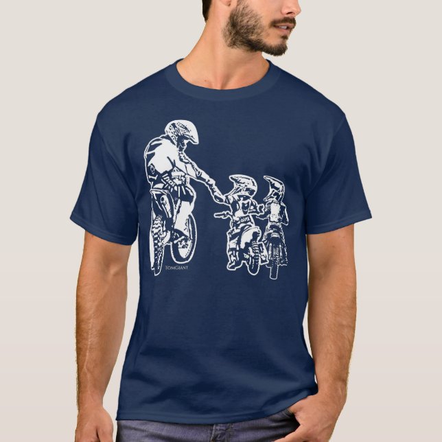 T-shirt Cool Papa Dirt Vélo Rider Motocross Père Son (Devant)