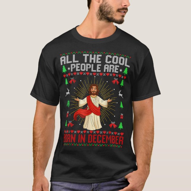 T-shirt Cool People Are Born In December Christian Christm (Devant)