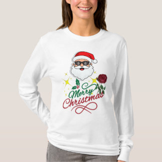 T-shirt Cool Père Noël Joyeux Noël avec Rose & Holly