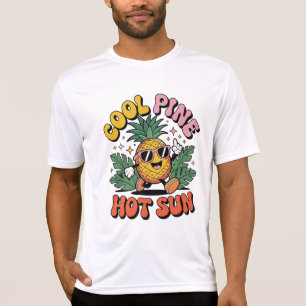 T-shirt Cool Pin Soleil Chaud Rétro Ananas Ambiance Estiva
