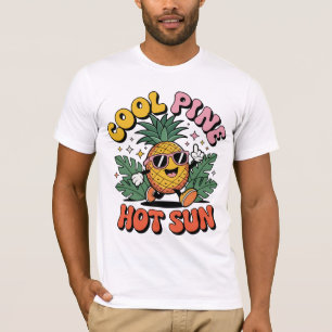 T-shirt Cool Pin Soleil Chaud Rétro Ananas Ambiance Été