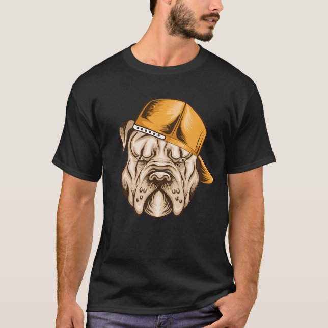T-shirt Cool Pitbull dans un Casquette (Devant)