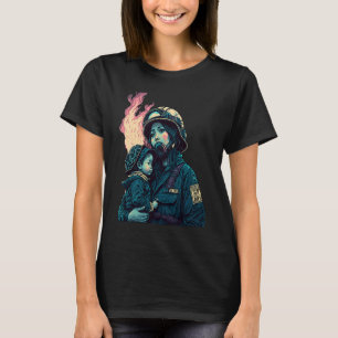 T-shirt Cool Pompier Femme Mère Rétro Vêtements de rue Pom